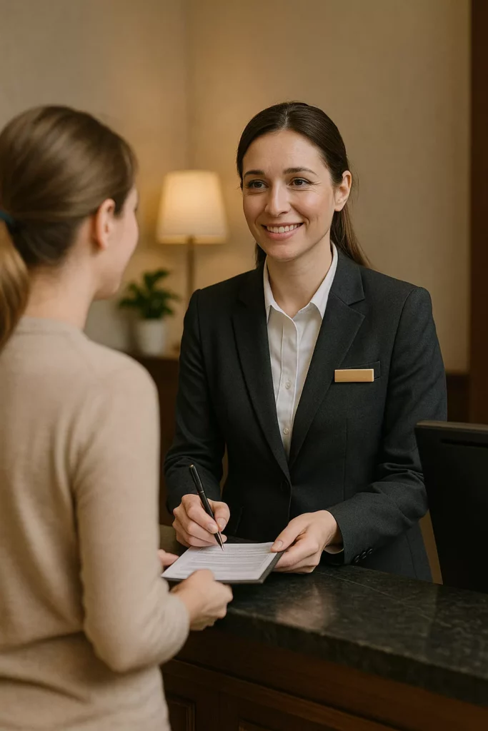 Empfang im Hotel